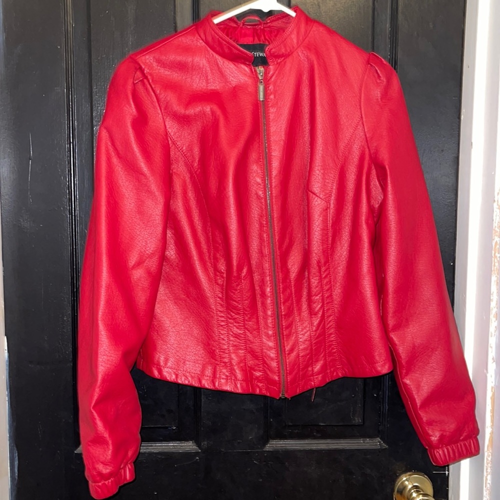 Red leather jacket